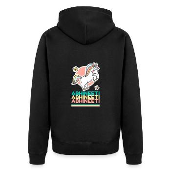 Abhineeti Vorname Namensgeschenk Süßes Einhorn - Unisex Premium Bio Zip Hoodie - Schwarz - Hinten - Nico (187cm)