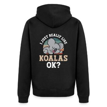 J’aime Koalas Just Very Okay? Koala Ours Koala - Veste à capuche bio Premium Unisexe - noir - Dos - Nico (187cm)