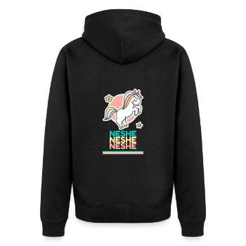 Neshe Vorname Namensgeschenk Süßes Einhorn - Unisex Premium Bio Zip Hoodie - Schwarz - Hinten - Nico (187cm)