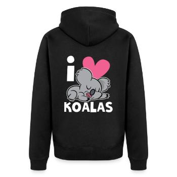 I Love Koalas Koala Animal Koala Bear Sweet - Unisex Premium Organic Zip Hoodie - black - Back - Nico (187cm)