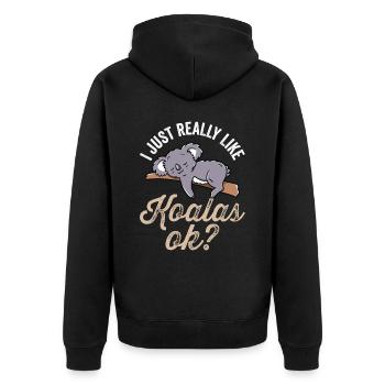 I like Koalas Just Very Okay? Koala Koala Bear - Unisex Premium Organic Zip Hoodie - black - Back - Nico (187cm)