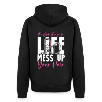 Roller Coaster Girl The Best - Unisex Premium Bio Zip Hoodie - Schwarz - Hinten - Nico (187cm)