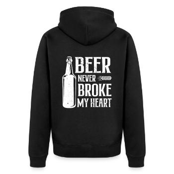 Beer Never Broke My Heart Festival Bier - Unisex Premium Bio Zip Hoodie - Schwarz - Hinten - Nico (187cm)
