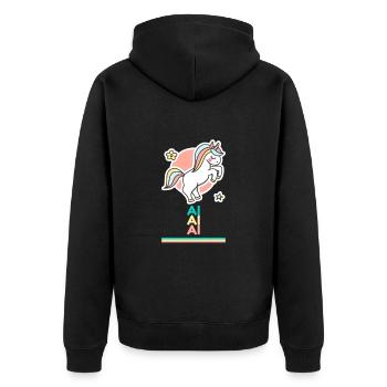 Ai Vorname Namensgeschenk Süßes Einhorn - Unisex Premium Bio Zip Hoodie - Schwarz - Hinten - Nico (187cm)
