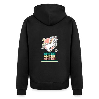 Ahter Prénom Cadeau Douce Licorne - Veste à capuche bio Premium Unisexe - noir - Dos - Nico (187cm)