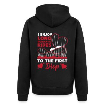 Roller Coaster Heart I Enjoy Long - Unisex Premium Bio Zip Hoodie - Schwarz - Hinten - Nico (187cm)