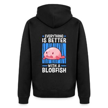 Tout est mieux avec blobfish blobfish - Veste à capuche bio Premium Unisexe - noir - Dos - Nico (187cm)