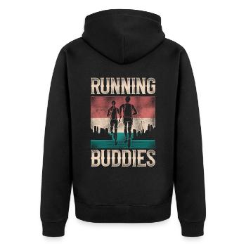 Running Runner Half Marathon - Unisex Premium Organic Zip Hoodie - black - Back - Nico (187cm)