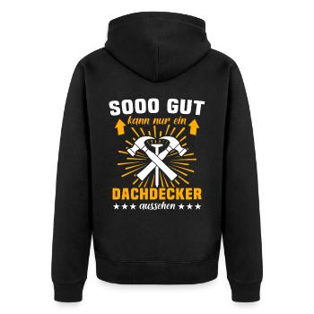 Dachdecker Dachspengler Dachklempner - Unisex Premium Bio Zip Hoodie - Schwarz - Hinten - Nico (187cm)