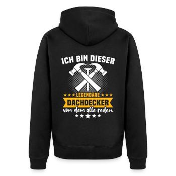 Dachdecker Dachspengler Legende Dachklempner - Unisex Premium Bio Zip Hoodie - Schwarz - Hinten - Nico (187cm)