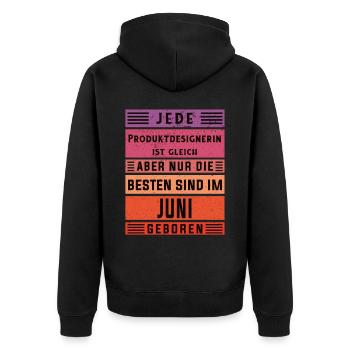 Technischer Geburtstag Juni geboren - Unisex Premium Bio Zip Hoodie - Schwarz - Hinten - Nico (187cm)