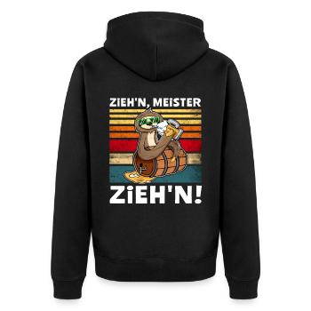 Biertrinker Faultier Bier Löten Digger Trinken - Unisex Premium Bio Zip Hoodie - Schwarz - Hinten - Nico (187cm)