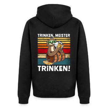 Biertrinker Faultier Bier Löten Digger Trinken - Unisex Premium Bio Zip Hoodie - Schwarz - Hinten - Nico (187cm)