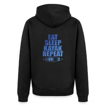 Eat Sleep Kayak Repeat Wasser Paddelboot - Unisex Premium Bio Zip Hoodie - Schwarz - Hinten - Nico (187cm)