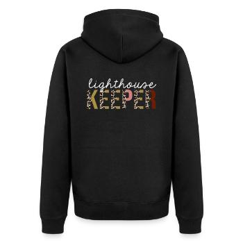Leuchtturm-Wächter-Leopard-Druck-lustiges Geschenk - Unisex Premium Bio Zip Hoodie - Schwarz - Hinten - Nico (187cm)