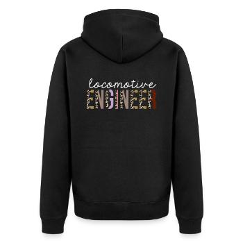 Cadeau drôle d'ingénieur de locomotive imprimé léopard - Veste à capuche bio Premium Unisexe - noir - Dos - Nico (187cm)