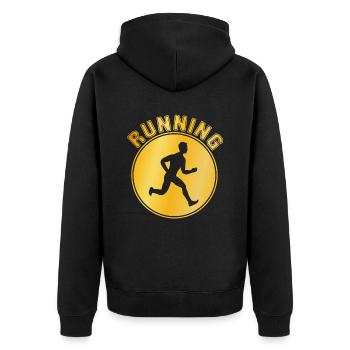 Joggen - Unisex Premium Bio Zip Hoodie - Schwarz - Hinten - Nico (187cm)