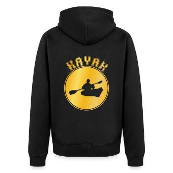 Kanu - Unisex Premium Bio Zip Hoodie - Schwarz - Hinten - Nico (187cm)
