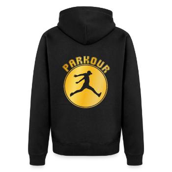 Parkour - Unisex Premium Bio Zip Hoodie - Schwarz - Hinten - Nico (187cm)