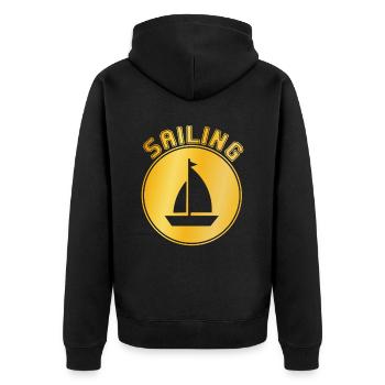 Segeln - Unisex Premium Bio Zip Hoodie - Schwarz - Hinten - Nico (187cm)