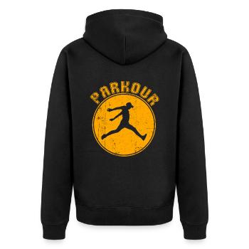 Parkour - Unisex Premium Bio Zip Hoodie - Schwarz - Hinten - Nico (187cm)