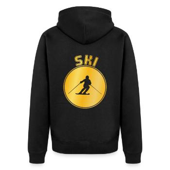 Ski - Unisex Premium Organic Zip Hoodie - black - Back - Nico (187cm)