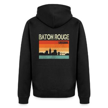 Baton Rouge Louisiana - Unisex Premium Bio Zip Hoodie - Schwarz - Hinten - Nico (187cm)