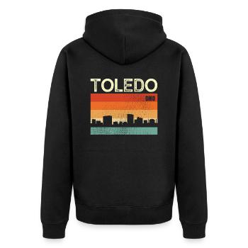 Toledo Ohio - Unisex Premium Bio Zip Hoodie - Schwarz - Hinten - Nico (187cm)