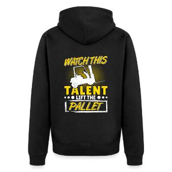 Staplerfahrer Gabelstapler Gabelstaplerfahrer - Unisex Premium Bio Zip Hoodie - Schwarz - Hinten - Nico (187cm)
