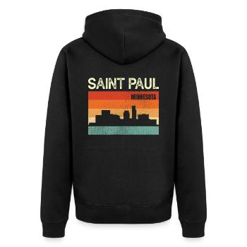 Saint Paul Minnesota - Unisex Premium Organic Zip Hoodie - black - Back - Nico (187cm)