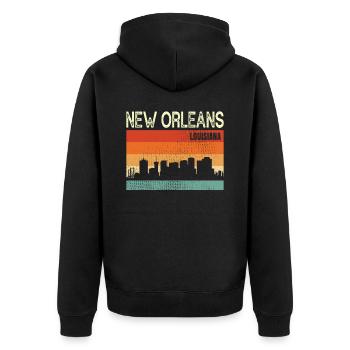 La Nouvelle-Orléans, Louisiane - Veste à capuche bio Premium Unisexe - noir - Dos - Nico (187cm)