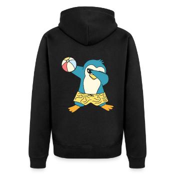 Penguin Pool Party Aufblasbarer Kugel Wasserball - Unisex Premium Bio Zip Hoodie - Schwarz - Hinten - Nico (187cm)