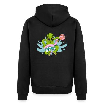 Alien Believer Aufblasbare Kugel Squad Wasserball - Unisex Premium Bio Zip Hoodie - Schwarz - Hinten - Nico (187cm)