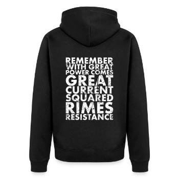 Denken Sie Daran, Mit Großer Kraft Kommt Für - Unisex Premium Bio Zip Hoodie - Schwarz - Hinten - Nico (187cm)