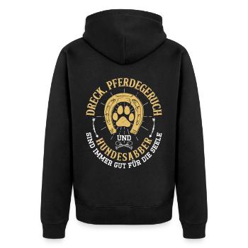 Dreck Pferdegeruch Und Hundesabber Pferd - Unisex Premium Bio Zip Hoodie - Schwarz - Hinten - Nico (187cm)