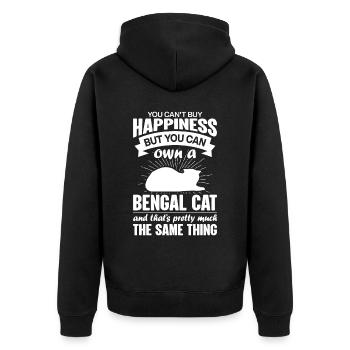 Kann Eine Bengalkatze Kaufen - Unisex Premium Bio Zip Hoodie - Schwarz - Hinten - Nico (187cm)