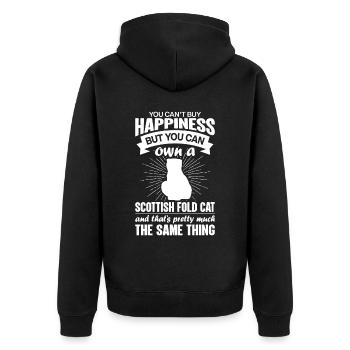 Kann Eine Scottish Fold-Katze Kaufen - Unisex Premium Bio Zip Hoodie - Schwarz - Hinten - Nico (187cm)