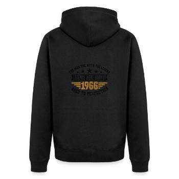 Legends were born in 1966 born 1966 birthday - Unisex Premium Organic Zip Hoodie - black - Back - Nico (187cm)