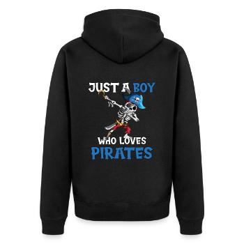 Juste un garçon qui aime Pirates Boy Birthday - Veste à capuche bio Premium Unisexe - noir - Dos - Nico (187cm)
