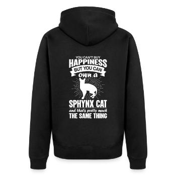 Kann Eine Sphynxkatze Kaufen - Unisex Premium Bio Zip Hoodie - Schwarz - Hinten - Nico (187cm)