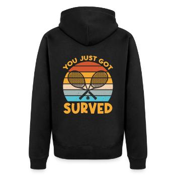 Tennis Player Saying - You Just Got Served - Unisex Premium Bio Zip Hoodie - Schwarz - Hinten - Nico (187cm)