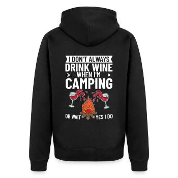 Camping Wine Drinker Beginner Camper Hiking - Unisex Premium Organic Zip Hoodie - black - Back - Nico (187cm)