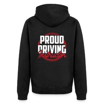 Stolzer Fahrlehrer Fahrstunde Fahrschule Beruf - Unisex Premium Bio Zip Hoodie - Schwarz - Hinten - Nico (187cm)