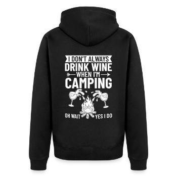 Camping Wine Drinker Beginner Camper Hiking - Unisex Premium Organic Zip Hoodie - black - Back - Nico (187cm)