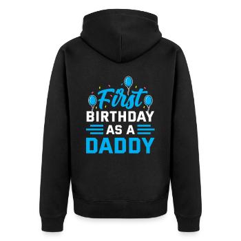 Erster Geburtstag Als Papi Party Vater Papa - Unisex Premium Bio Zip Hoodie - Schwarz - Hinten - Nico (187cm)