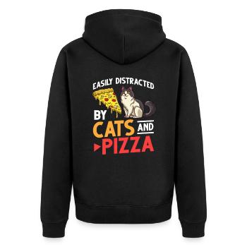 Pizza Cat Food Pizzeria Italian Kitten - Unisex Premium Organic Zip Hoodie - black - Back - Nico (187cm)