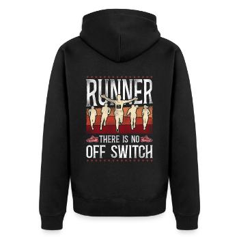 Running Runner Half Marathon - Unisex Premium Bio Zip Hoodie - Schwarz - Hinten - Nico (187cm)
