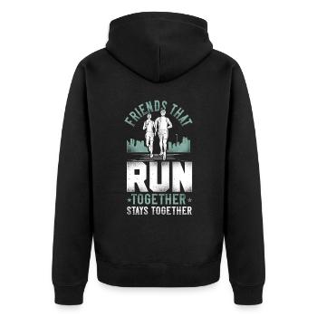 Running Runner Half Marathon - Unisex Premium Organic Zip Hoodie - black - Back - Nico (187cm)