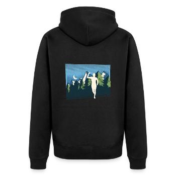 Marathon, TrailRunning Runner - Unisex Premium Organic Zip Hoodie - black - Back - Nico (187cm)