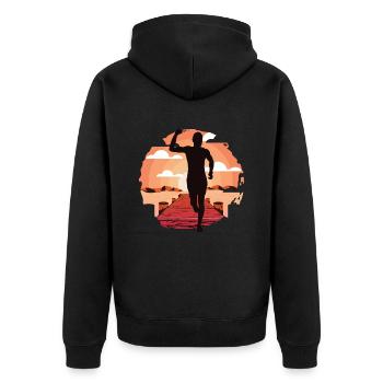 Marathon, TrailRunning Runner - Unisex Premium Organic Zip Hoodie - black - Back - Nico (187cm)